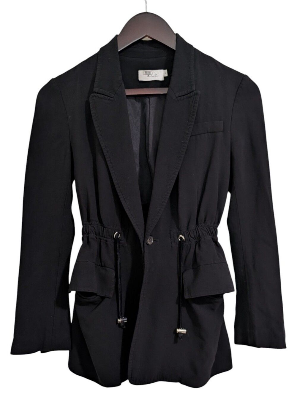 A.L.C. Drawstring Waist Cinched Utility Blazer Jacket - Black Size 0